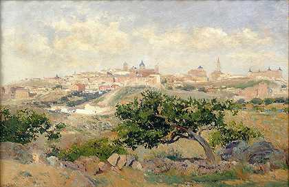 托莱多风景`View of Toledo (circa 1907) by Aureliano de Beruete
