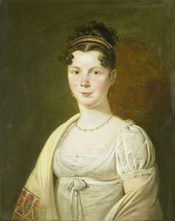 威廉米娜·玛丽亚·哈克（1786-1857）的肖像，格瑞特·威尔多伦的第四任妻子`Portrait of Wilhelmina Maria Haack (1786~1857), fourth Wife of Gerrit Verdooren (1814 ~ 1820) by Adriaan de Lelie