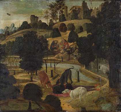 阿克托恩之死`The Death of Actaeon (1485) by Jacopo del Sellaio