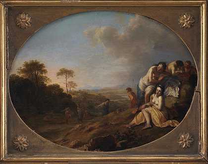 风景中的仙女`Nymphs in a Landscape (1615 – 1669) by Dirck van der Lisse