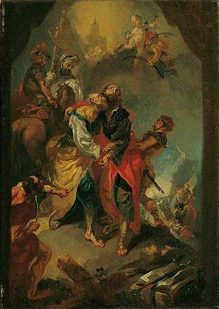 使徒彼得和保罗殉道前的告别`Abschied der Apostel Petrus und Paulus vor ihrem Martertod (before 1767) by Franz Anton Maulbertsch
