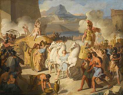 罗马英雄马库斯·克劳迪斯·马塞勒斯的胜利`The Triumph Of A Roman Hero, Possibly Marcus Claudius Marcellus (1816) by Vincenzo Camuccini