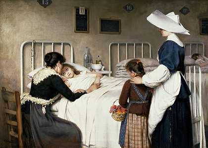 母亲探望医院`La Visita De La Madre Al Hospital (1892) by Enrique Paternina García Cid