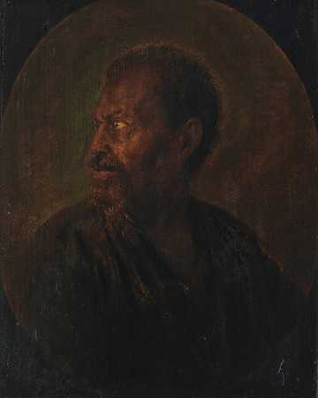 一个非洲人的首领`Head of an African (1628 – 1675) by Gerrit Dou