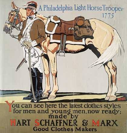 1775年，一名费城轻骑兵`A Philadelphia light horse trooper, 1775 (1890~1907) by Edward Penfield