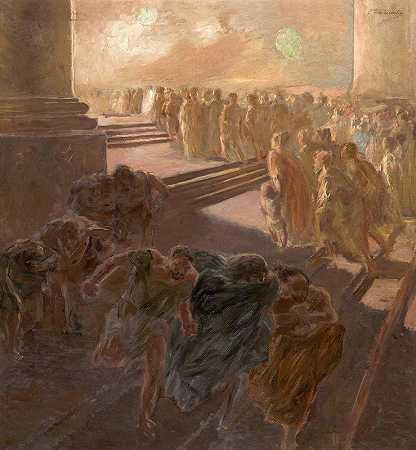 把商人赶出寺庙`Driving The Merchants Out Of The Temple by Gaetano Previati