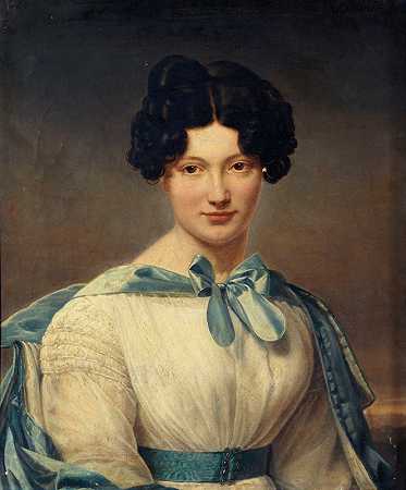 伯纳德·莱昂小姐，L演员。`Mademoiselle Bernard~Léon, fille de lacteur. (1825) by Henri-François Riesener