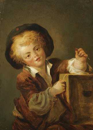 有好奇心的小男孩——一个有好奇心的小男孩`Le Petit Garçon à la Curiosité – A Little Boy With A Curiosity by Jean-Honoré Fragonard