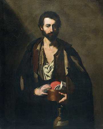 拿着酒瓶的哲学家`A philosopher with a wine flask by Jusepe de Ribera