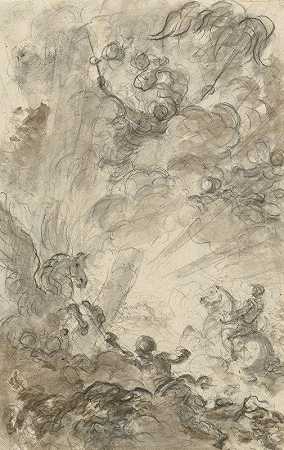 布拉达曼特试图抓住河马（直肠）`Bradamante Tries to Catch Hold of the Hippogryph (recto) (1780s) by Jean-Honoré Fragonard