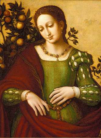 女圣人`Female Saint (ca. 1530) by Francesco Melzi