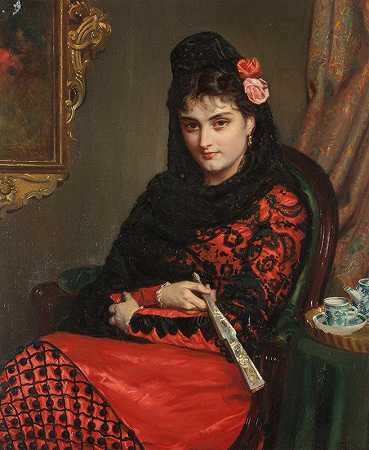 西班牙玫瑰`A Spanish rose (1877) by John Bagnold Burgess