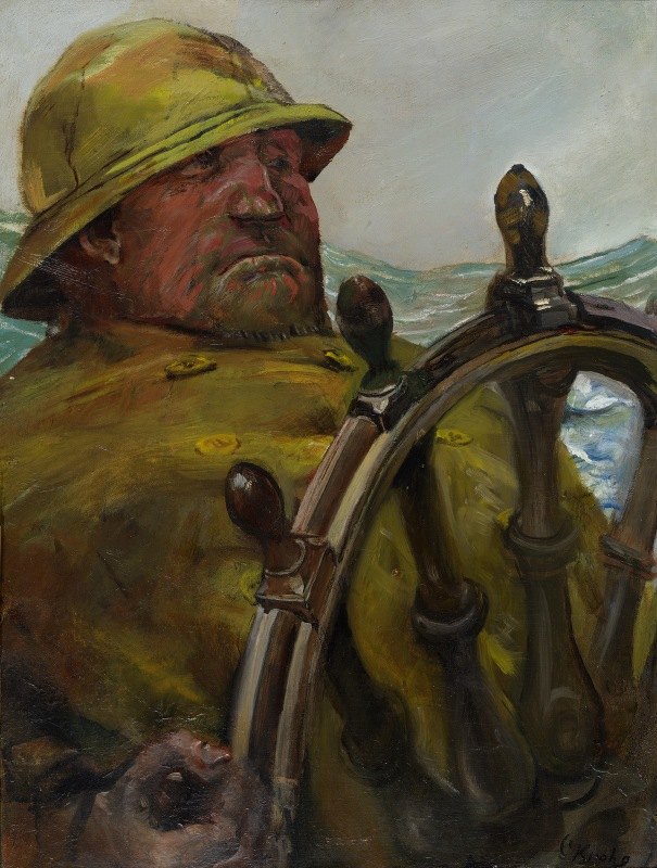 掌舵`At the Rudder (1890 ~ 1895) by Christian Krohg