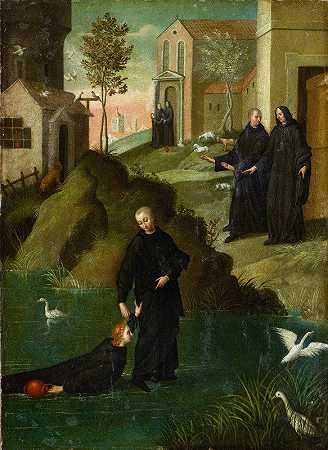 圣摩尔救溺水的圣普莱西德`Saint Maur Rescuing Saint Placid from Drowning by Benvenuto Tisi