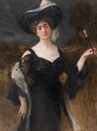 女性肖像`Damenbildnis (1900) by Hans Temple