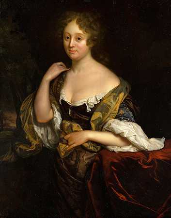 伊莎贝拉·阿格尼塔·道茨肖像`Portrait of Isabella Agneta Deutz (c. 1680) by Godfried Schalcken