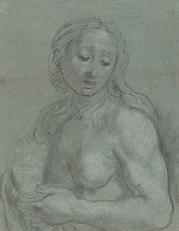 抹大拉的马利亚半身像（诗）`Half~Length of Mary Magdalene (verso) (c. 1565~1567) by Federico Barocci