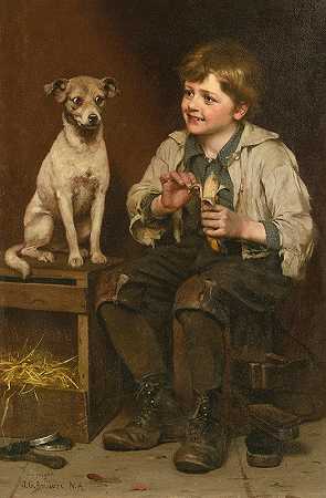 等着吃一口`Waiting for a Bite (1888) by John George Brown