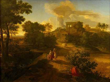 英雄的风景，夏甲和以实玛利`Heroic Landscape, With Hagar And Ishmael (1809~1810) by Christian Gottlieb Schick