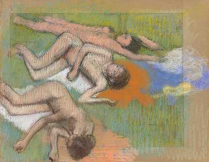 洗澡后，三个裸体女人`Après le bain, trois femmes nues (circa 1890 1895) by Edgar Degas