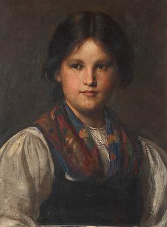 迪恩德尔`Dirndl (1870) by Franz von Defregger