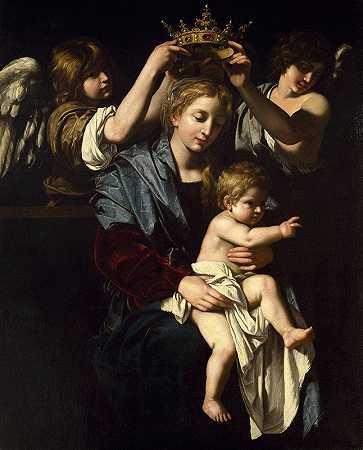 童贞子与天使`Virgin and Child with Angels (circa 1620) by Bartolomeo Cavarozzi