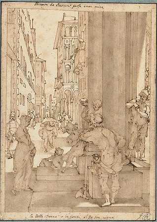 索夫罗尼亚进入阿拉丁宫殿`Sophronia Enters the Palace of Aladin (1604~06) by Andrea Boscoli