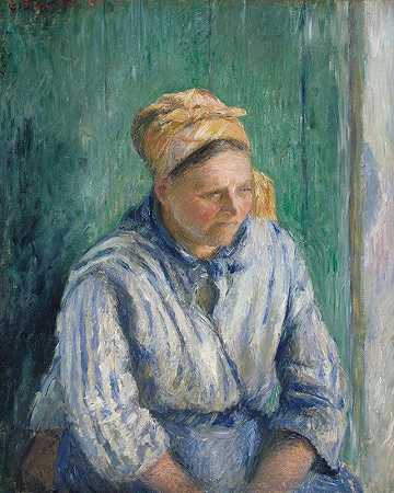 洗衣妇，学习`Washerwoman, Study (1880) by Camille Pissarro