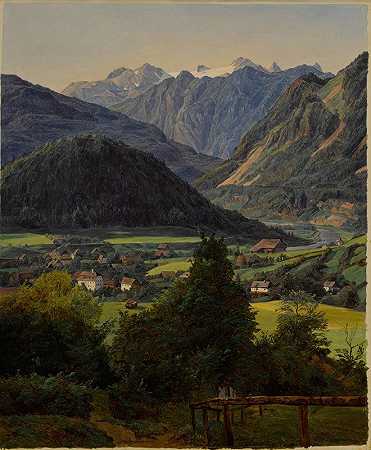 从索菲安广场上看到的达克斯坦`The Dachstein seen from the Sophienplatz (1834) by Ferdinand Georg Waldmüller