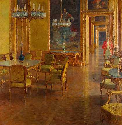 希梅尔弗特加斯萨伏伊王子尤金冬宫的屋内`Interieur im Winterpalais des Prinzen Eugen von Savoyen in der Himmelpfortgasse (1907~1908) by Carl Moll