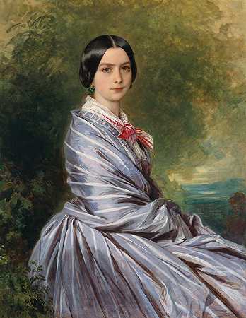 奥古斯塔·威奇罗肖像`Portrait of Augusta Wichrow (1848) by Franz Xaver Winterhalter