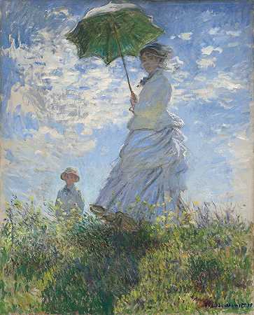拿着阳伞的女人——莫奈夫人和她的儿子`Woman with a Parasol – Madame Monet and Her Son (1875) by Claude Monet