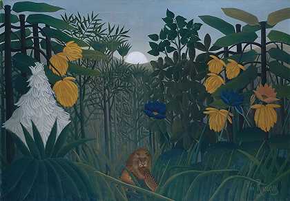 狮子的晚餐`The Repast of the Lion (ca. 1907) by Henri Rousseau