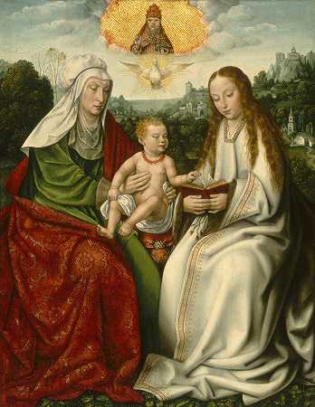 圣安妮与圣母与基督之子`Saint Anne with the Virgin and the Christ Child (c. 1511~1515) by Master of Frankfurt