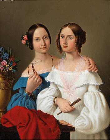 卢辛姐妹画像`Portrait der Schwestern Luschin by Giovanni Schiavoni