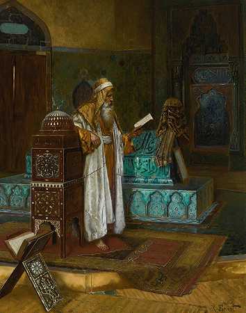 苏丹穆罕默德一世的陵墓`The Tomb Of Sultan Mehmet I by Rudolf Ernst