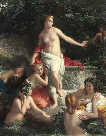 戴安娜和她的女儿们`Diana and her Maidens (1885) by Roberto Bompiani