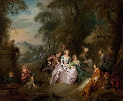 在公园休息`Repose in a Park (c.1730) by Jean-Baptiste Pater