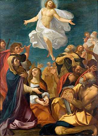 耶稣升天`Ascension of Christ (circa 1640) by Giacomo Cavedone