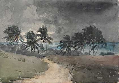 巴哈马风暴`Storm, Bahamas (1885) by Winslow Homer