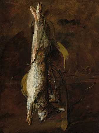 一只死兔子和一个书包`A dead rabbit and a satchel by Jean-Baptiste-Siméon Chardin