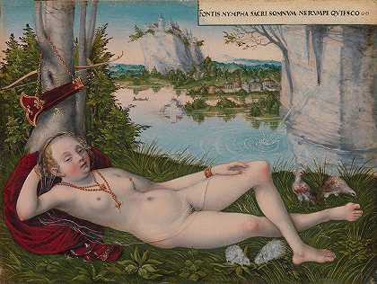 春天的仙女`Nymph of the Spring (ca. 1545–50) by Lucas Cranach the Younger