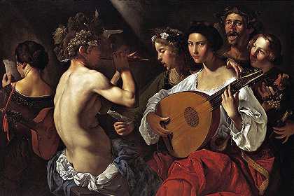 狂欢音乐会`Bacchic Concert (1625) by Pietro Paolini