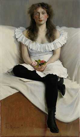 白衣少女画像`Portrait of a Young Woman in White (1893) by Torsten Wasastjerna