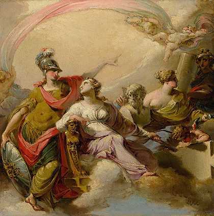 密涅瓦捍卫艺术`Minerva Defending The Arts by Giuseppe Santi