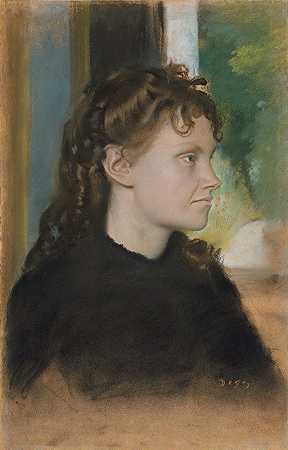 西奥多·戈比拉德夫人（Yves Morisot，1838-1893）`Madame Théodore Gobillard (Yves Morisot, 1838–1893) (1869) by Edgar Degas