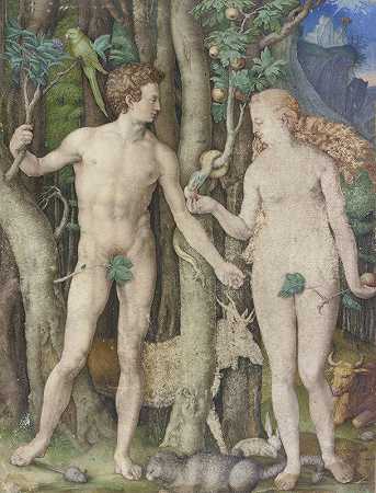 亚当和夏娃`Adam and Eve (1504) by German, 16th Century