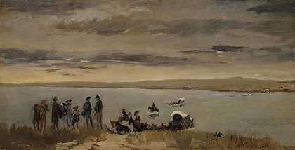 普拉特河通道`Passage at the Platte River (1866) by Frank Buchser