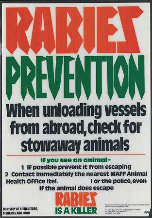狂犬病预防`Rabies Prevention (1977) by Ministry of Agriculture, Fisheries and Food