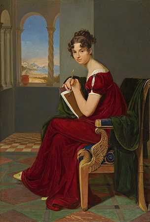 拿着画笔的女孩（拿着画笔的女孩，蒂克拉鲁道夫伯爵夫人）`Junge Dame Mit Zeichengerät (Girl With a Drawing Instrument, The Countess Thekla Ludolf) (1816) by Carl Christian Vogel von Vogelstein